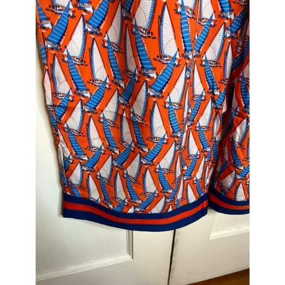 Mark. Sailboat Capri Satin Plus Size Pants Orange/Blue Beach Loungewear 1X - Picture 4 of 8